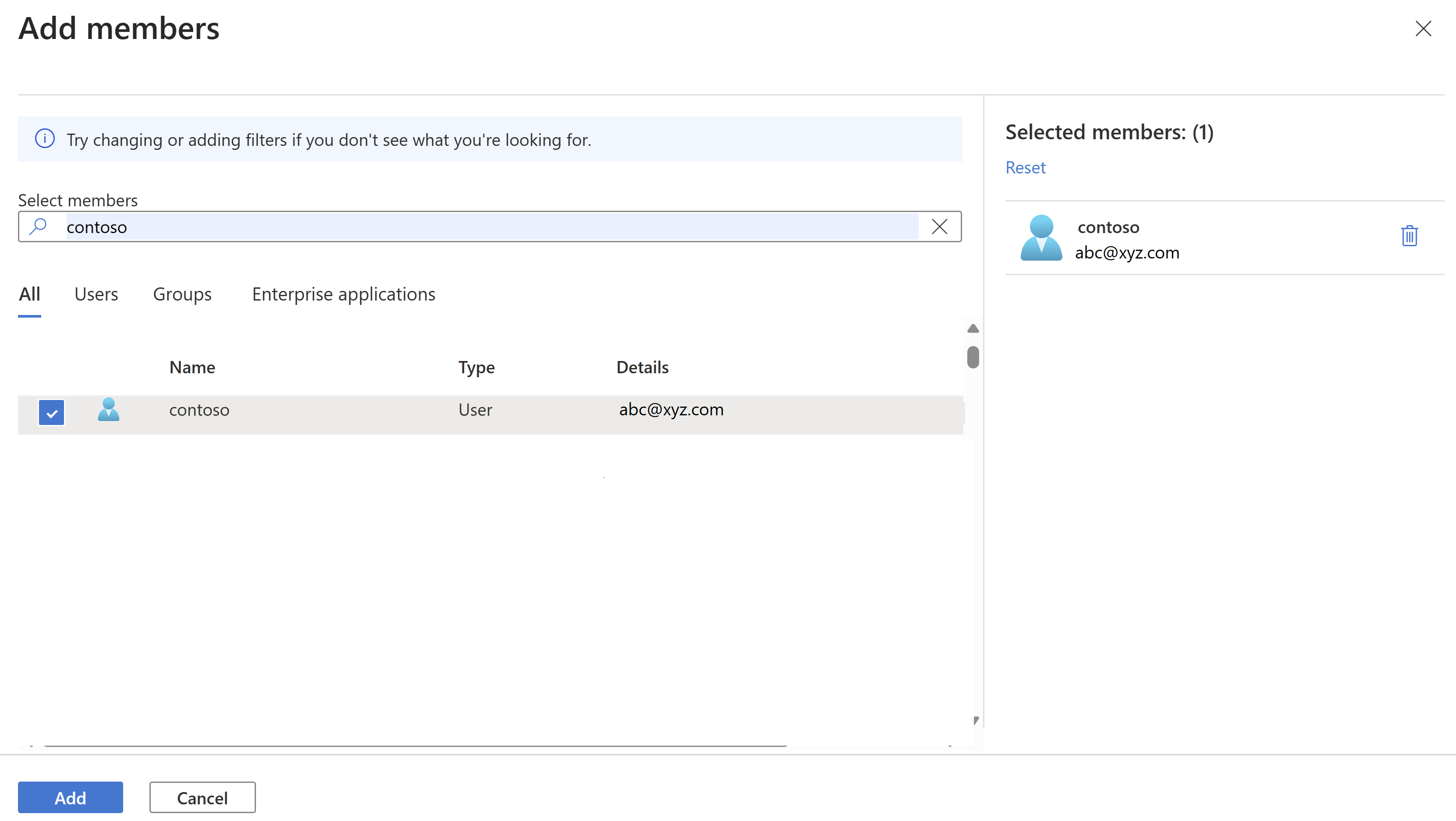 Screenshot showing how to add member for cluster access.