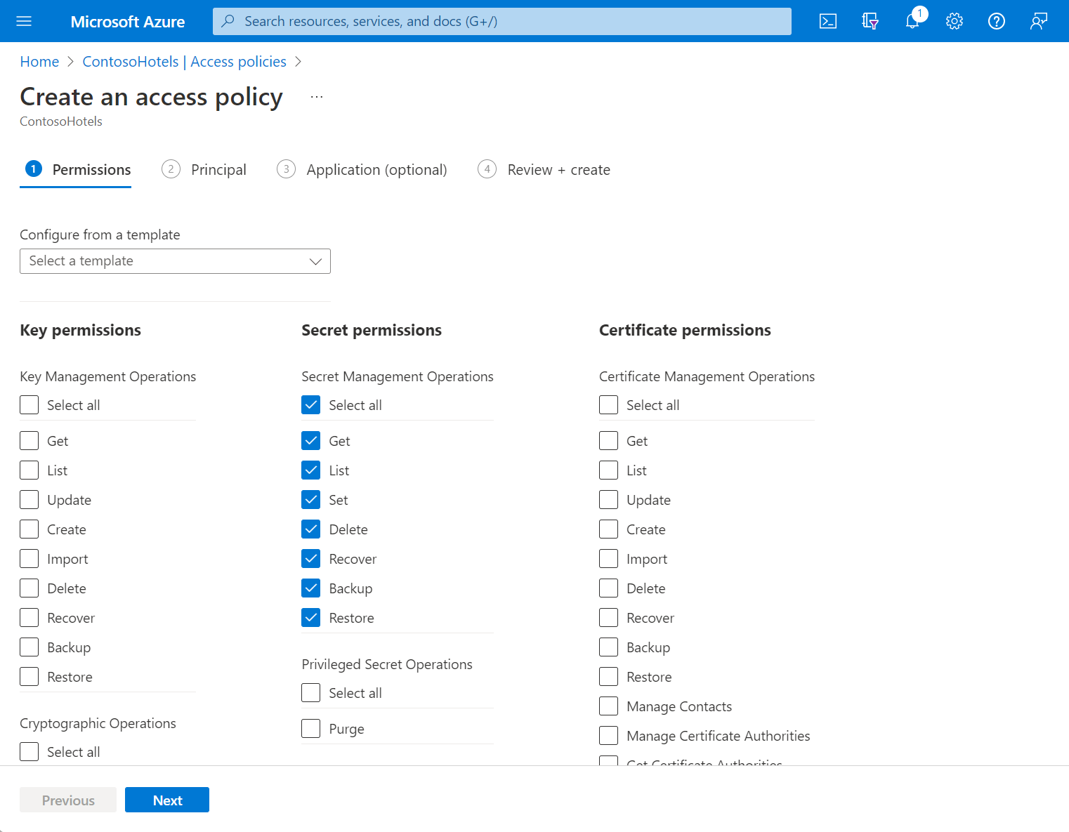 Specifying access policy permissions