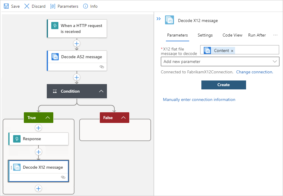 Screenshot showing single-tenant designer and conversion from base64-encoded content to a string.