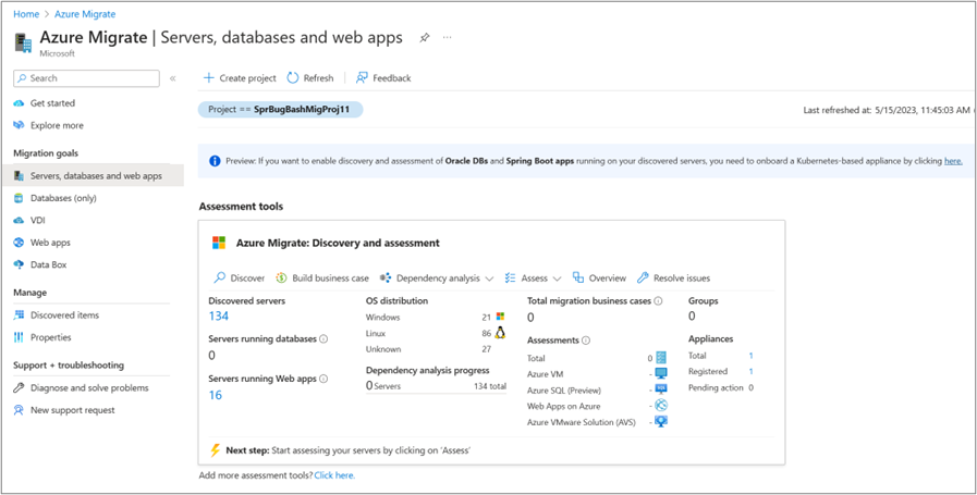 Screenshot shows the banner for discovery and assessment of web apps.