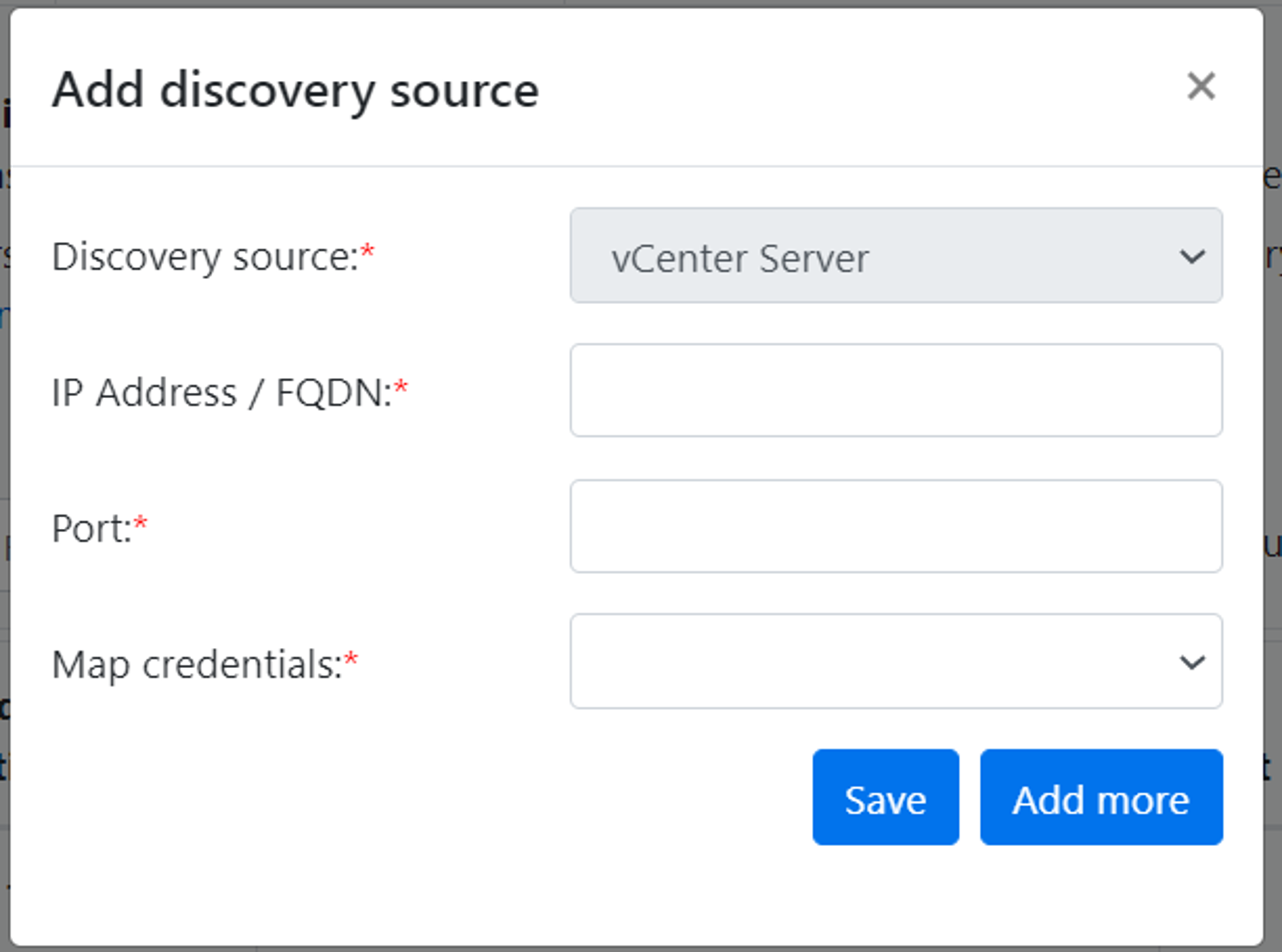 Screenshot that allows to add more vCenter Server details.