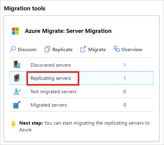 Screenshot that shows Replicating servers.