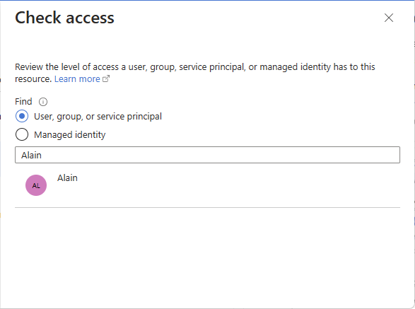 Screenshot of Check access select list.