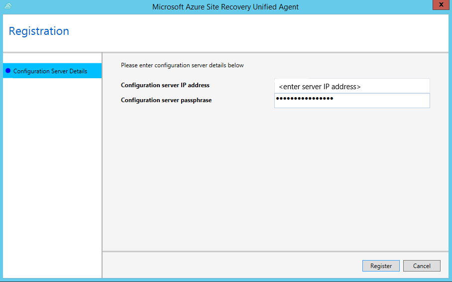 Mobility service registration page.