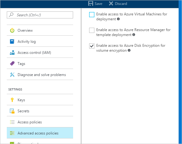 Azure key vault advanced access policies