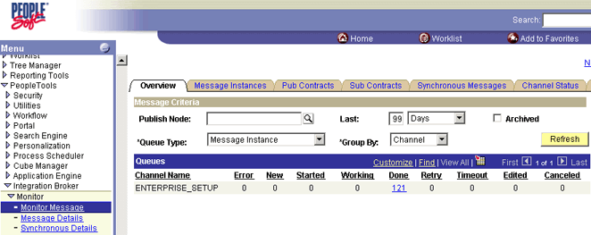 Image that shows the Monitor Message screen.