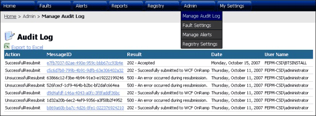 AuditLog Page Small View