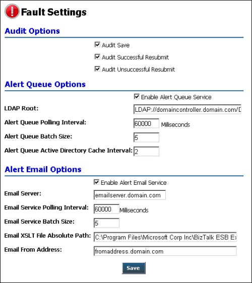 Fault Settings Page