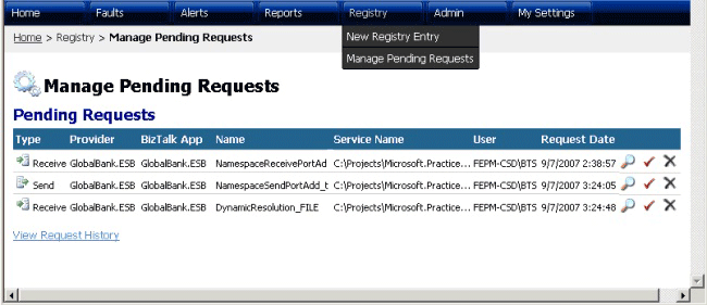 Manage Pending Requests Page