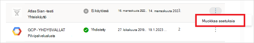 Muokkaa liitintä.