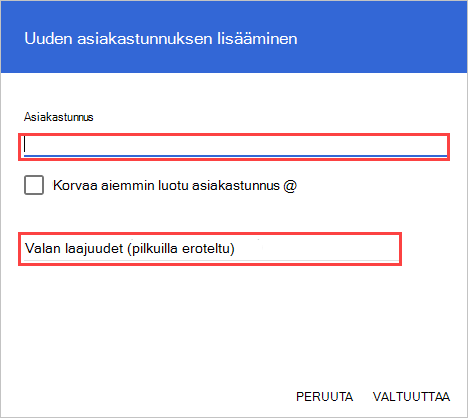 Google Workspace valtuuttaa uuden asiakastunnuksen.