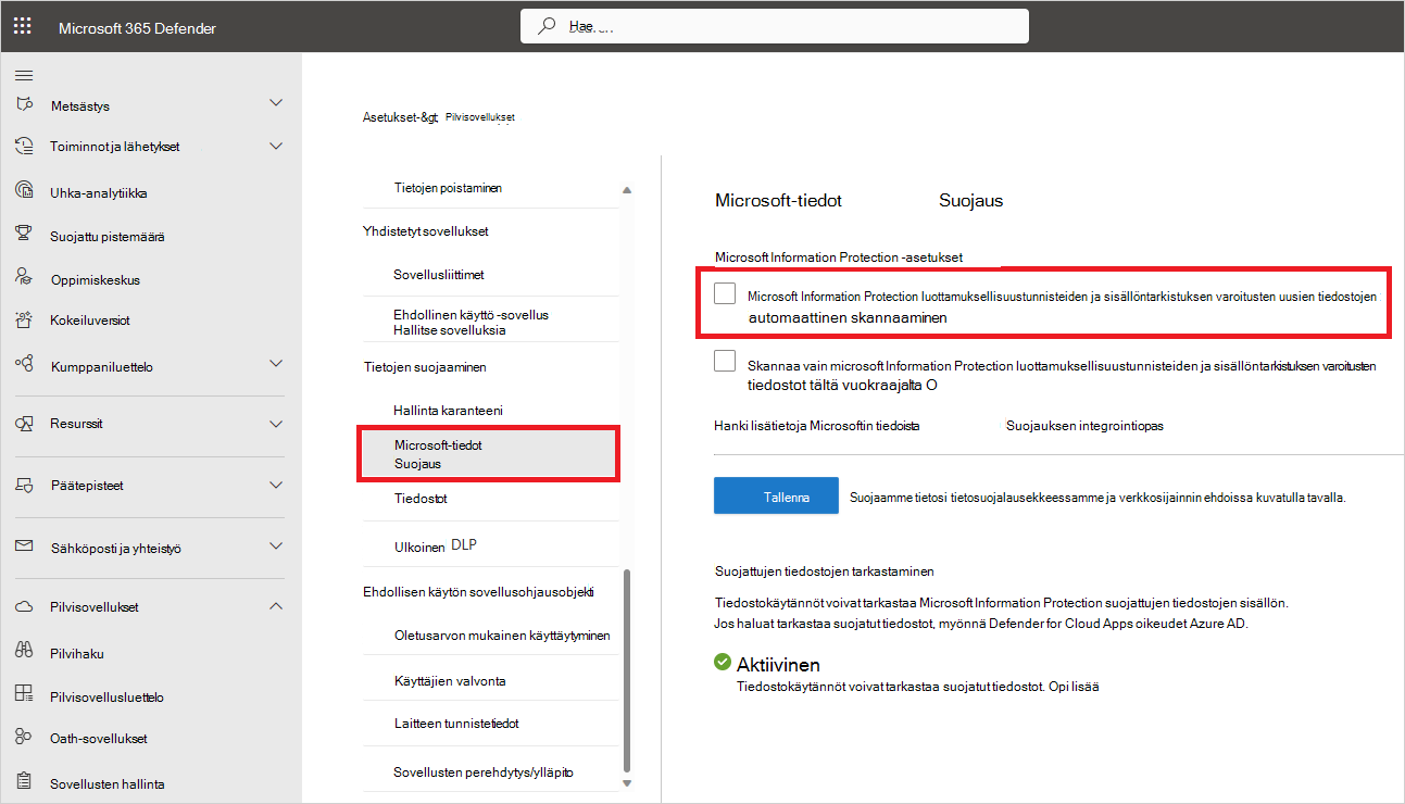 Näyttökuva Microsoft Purview'n käyttöönotosta.