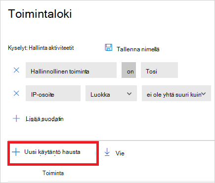 Uusi käytäntö hakupainikkeesta.