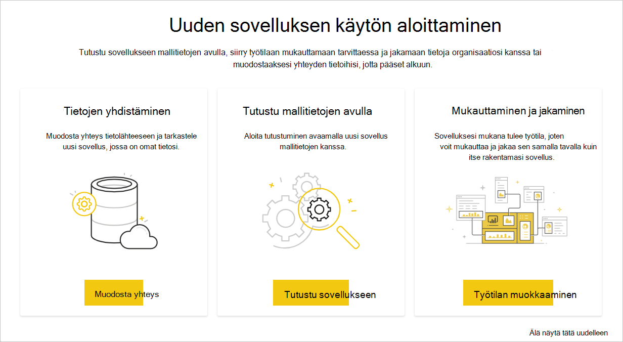 Näyttökuva, jossa näkyy sovelluksen tietosivun yhdistäminen.