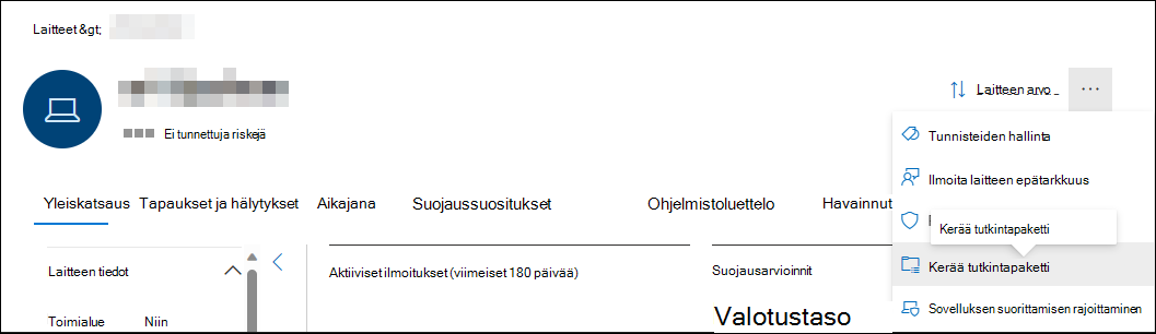 Kuva tutkintapaketin keräämisestä