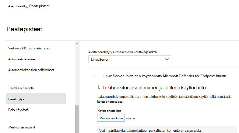 Perehdytyspaketin lataaminen Microsoft Defender portaalissa