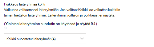 Näytetään suodatetun laiteryhmän avattava valikko.