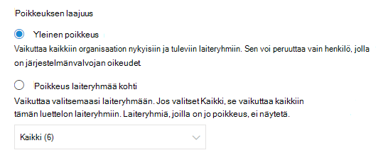 Näytetään yleinen poikkeus -vaihtoehto.