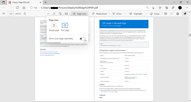 PDF Reader using Two page view of document.