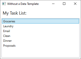 A list box with the default appearance