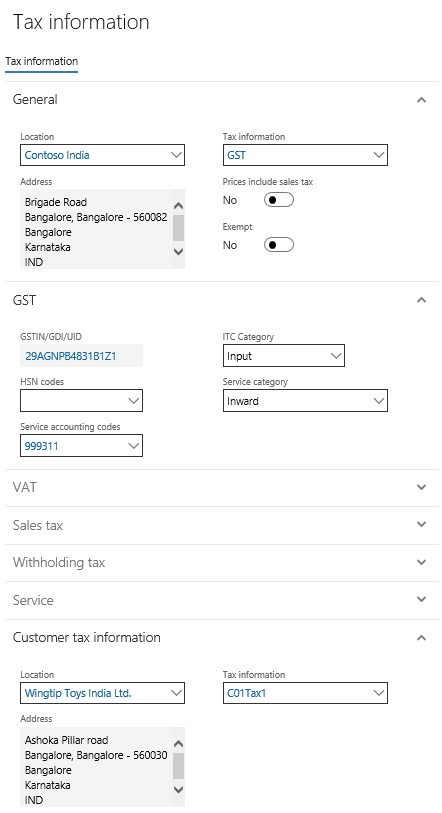 Tax information dialog box for creating a fee journal.