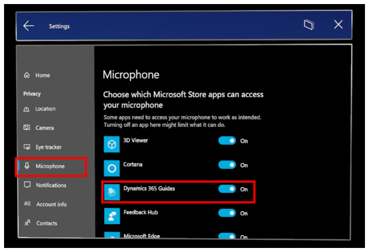 Microphone settings.