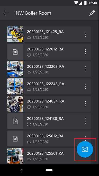 Resurssin medialuettelo Dynamics 365 Remote Assist Mobilessa.