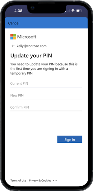 Screenshot that shows how to change a PIN.