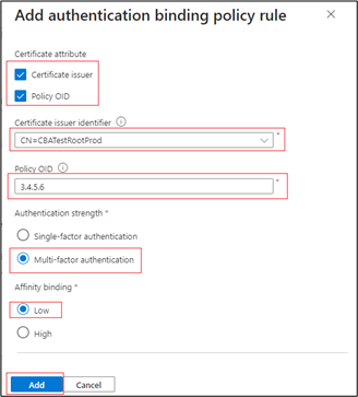 Screenshot of how to select a low affinity binding.