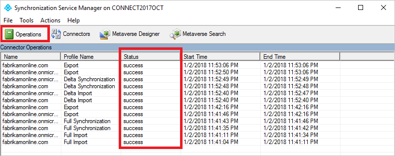 Screenshot of Synchronization Service Manager