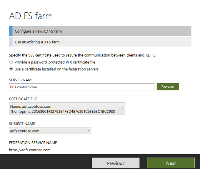 Screenshot that shows where to select the certificate file you created.