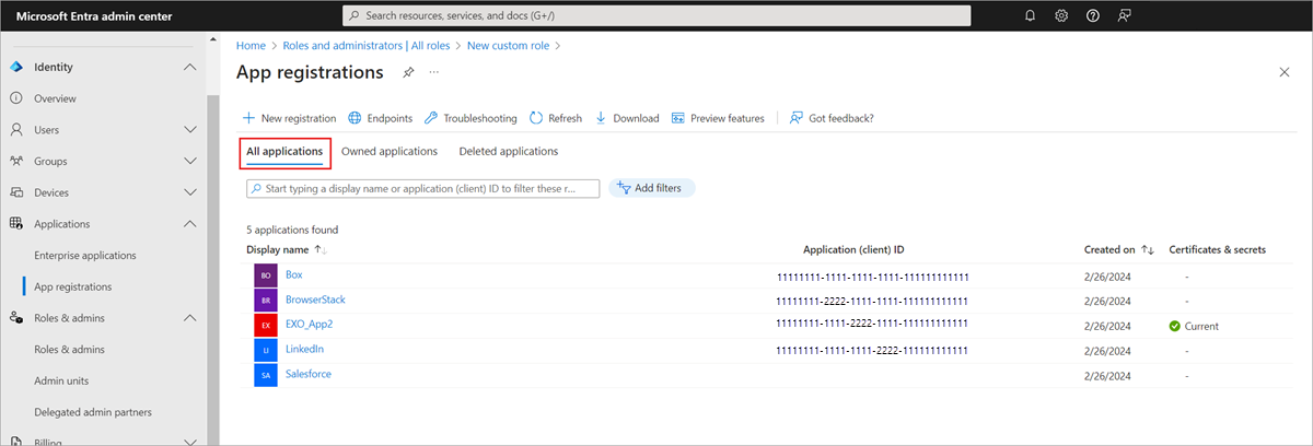 Select the app registration as a resource scope for a role assignment