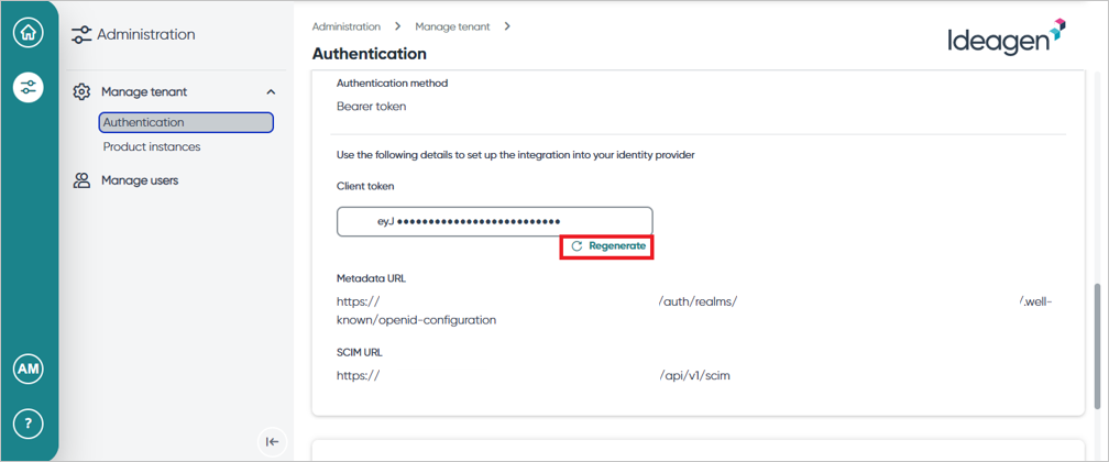 Screenshot of token generation.