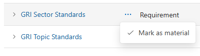 Screenshot of marking a requirement as material.