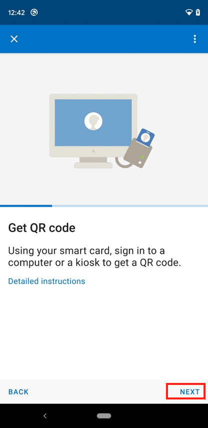 Screenshot of the Intune app Get QR code screen.