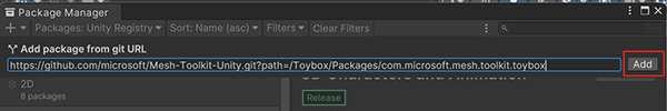 A screen shot of the toybox URL pasted into the Github text box.