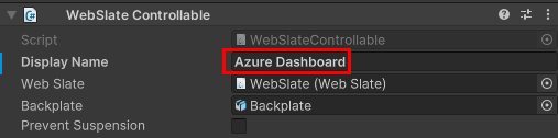 A screen shot of the list of the WebSlateFramed prefab highlighted in the Hierarchy.