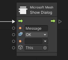 Screen shot of the Show Dialog action node