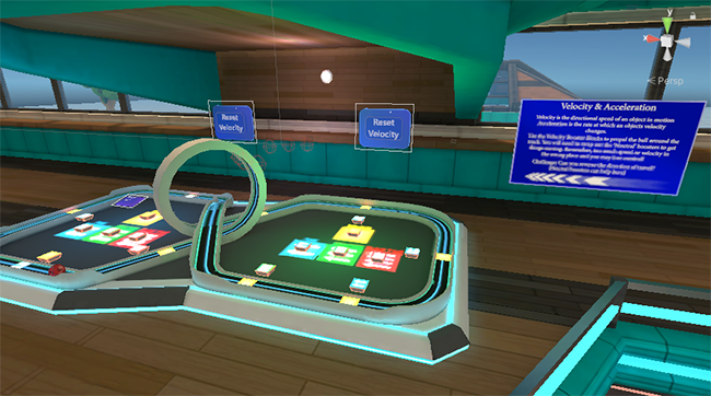 A screen shot of the marble race exhibit.