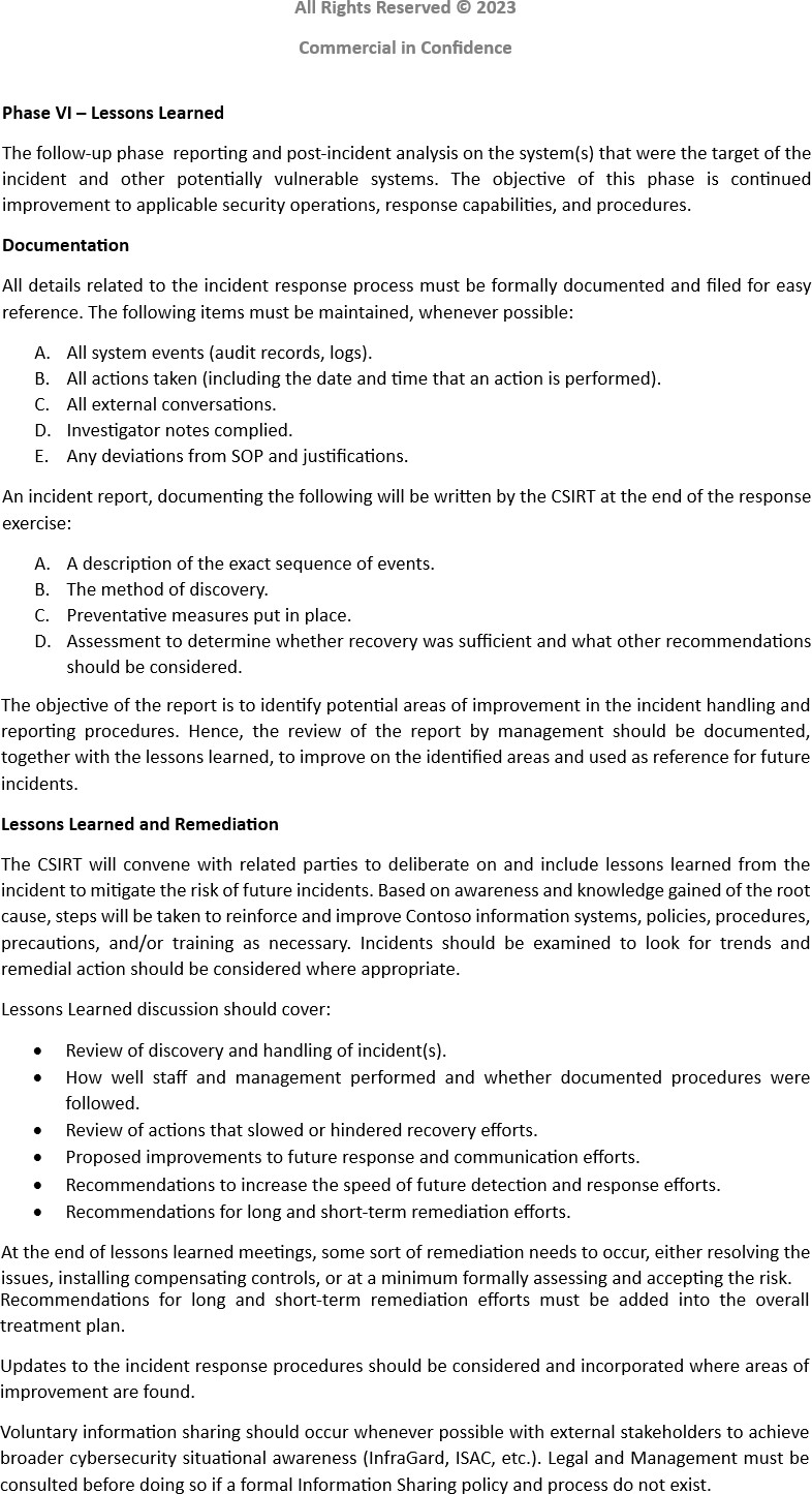 Incident response plan document.