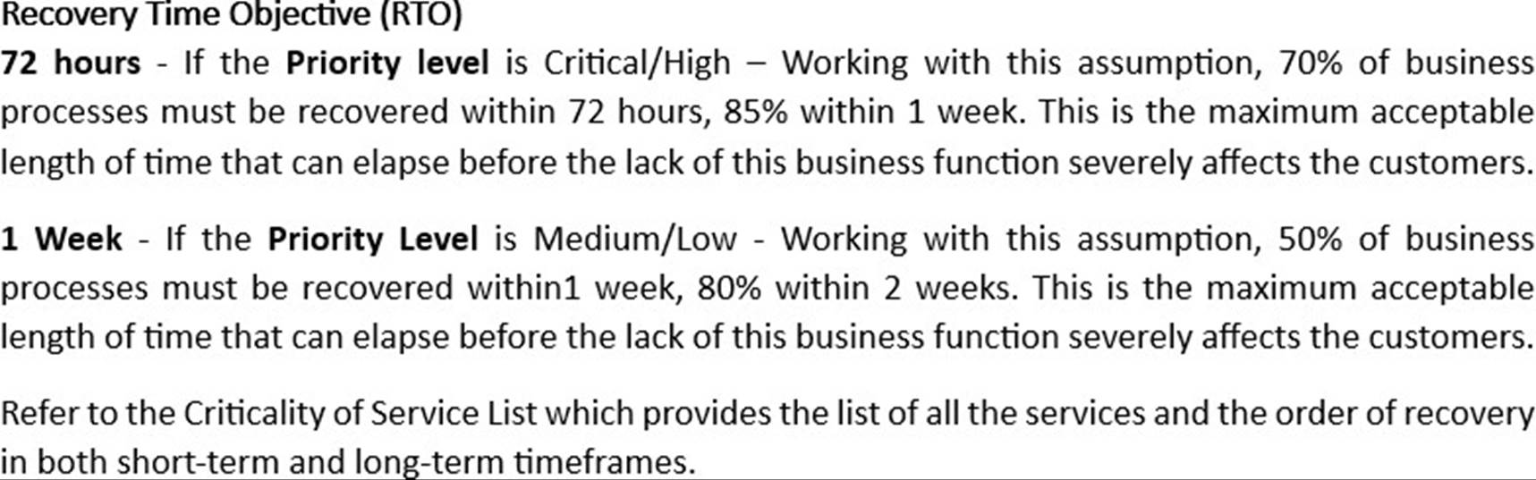 Business continuity plan document.