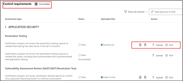 Upload Control requirements