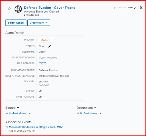 screenshot shows the log message appear within the centralized logging solution.