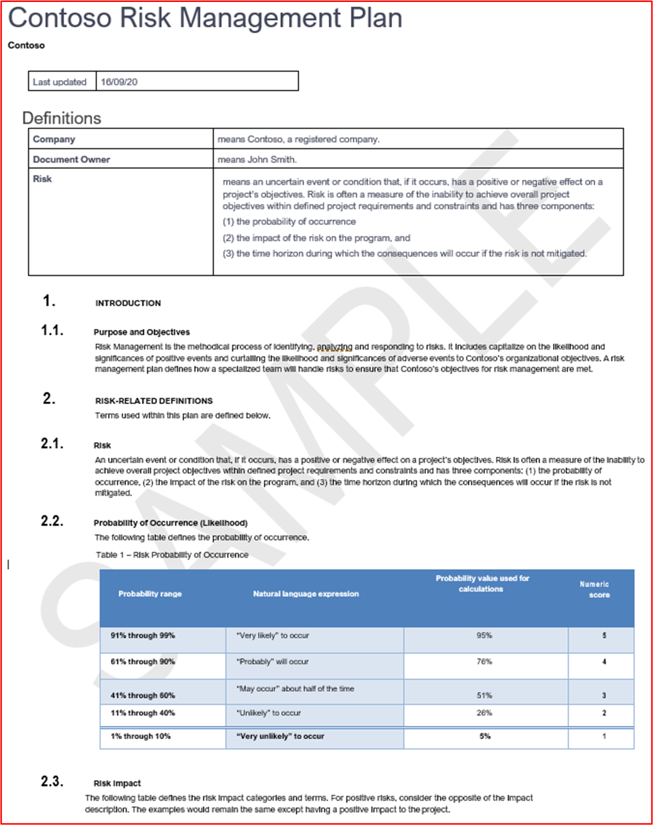 The following evidence is a screenshot of part of Contoso's risk assessment process.