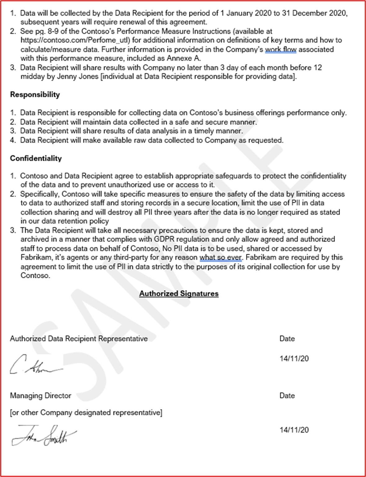 screenshot shows a simplistic example data sharing agreement2