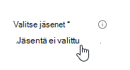 Näyttökuva Ei jäsentä valittu -vaihtoehdosta.