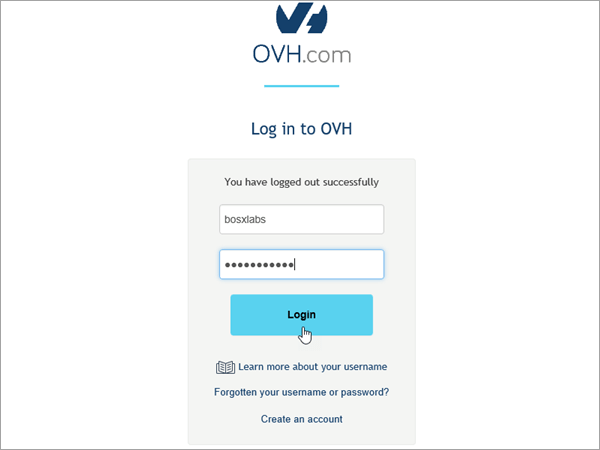 OVH-kirjautuminen.