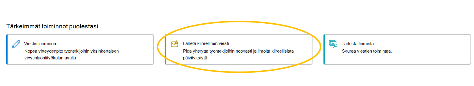 Näyttökuva, joka korostaa pikaviestin lähettämisen painikkeen.