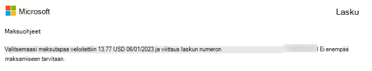 Laskun viimeinen sivu .PDF joka näyttää maksuohjeet.