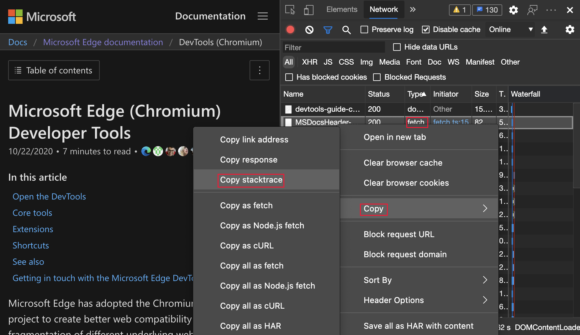 Copy stacktrace